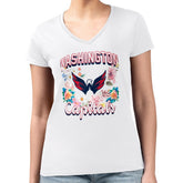 Washington Capitals G-III 4Her by Carl Banks Women's Super-Slim Fit Lightweight Flower Logo V-Neck T-Shirt For Sale