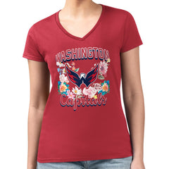 Washington Capitals G-III 4Her by Carl Banks Women's Super-Slim Fit Lightweight Flower Logo V-Neck T-Shirt Online