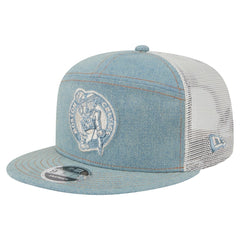 Boston Celtics Adventure Denim Split Panel 9FIFTY Snapback Trucker Hat On Sale