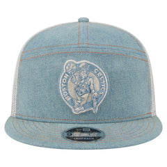 Boston Celtics Adventure Denim Split Panel 9FIFTY Snapback Trucker Hat On Sale