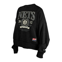 Brooklyn Nets Women's Throwback Vintage Enzyme Wash Oversized Boxy Pullover Sweatshirt Online