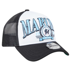 Miami Marlins New Era Distressed 9FORTY A-Frame Adjustable Trucker Hat | MLB New