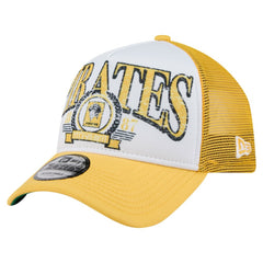 Pittsburgh Pirates New Era Distressed 9FORTY A-Frame Adjustable Trucker Hat | MLB Shop