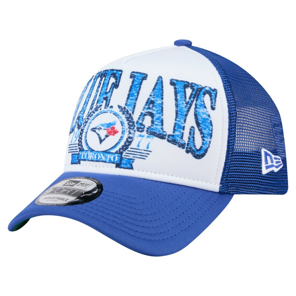 Toronto Blue Jays New Era Distressed 9FORTY A-Frame Adjustable Trucker Hat | MLB Online