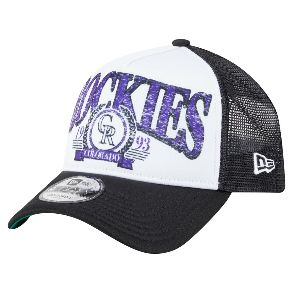 Colorado Rockies New Era Distressed 9FORTY A-Frame Adjustable Trucker Hat | MLB Discount