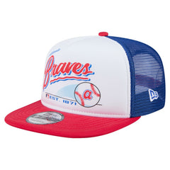 Atlanta Braves New Era Retro Script Trucker 9FIFTY Snapback Hat | MLB On Sale