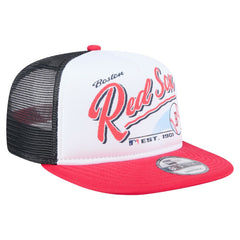 Boston Red Sox New Era Retro Script Trucker 9FIFTY Snapback Hat | MLB Discount