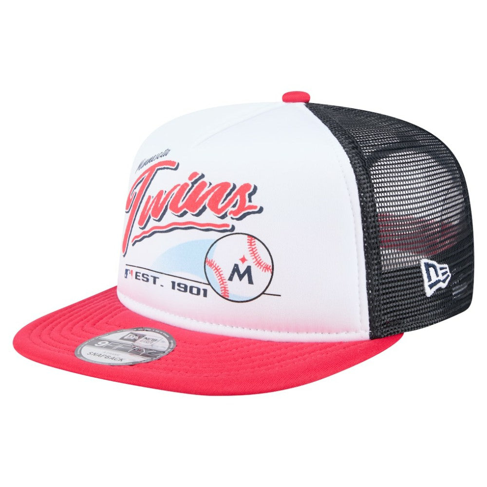 Minnesota Twins New Era Retro Script Trucker 9FIFTY Snapback Hat | MLB New