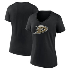 Anaheim Ducks Women's Secondary Logo V-Neck T-Shirt – Black Outlet