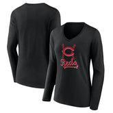 Cincinnati Reds Women's Fastball Long Sleeve V-Neck T-Shirt | MLB Online