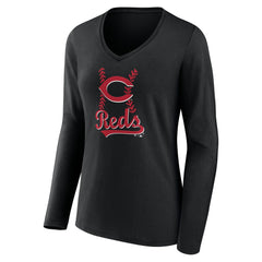 Cincinnati Reds Women's Fastball Long Sleeve V-Neck T-Shirt | MLB Online