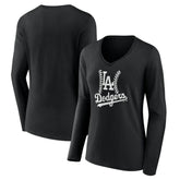 Los Angeles Dodgers Women's Fastball Long Sleeve V-Neck T-Shirt | MLB Outlet