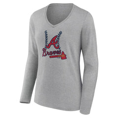 Atlanta Braves Women's Fastball Long Sleeve V-Neck T-Shirt | MLB Near me