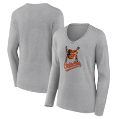 Baltimore Orioles Women's Fastball Long Sleeve V-Neck T-Shirt | MLB Near me