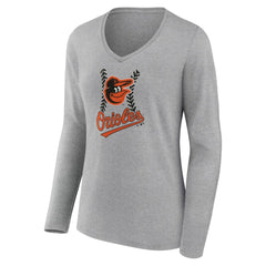 Baltimore Orioles Women's Fastball Long Sleeve V-Neck T-Shirt | MLB Near me