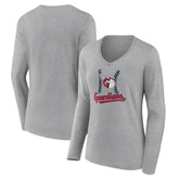 Cleveland Guardians Women's Fastball Long Sleeve V-Neck T-Shirt | MLB Outlet