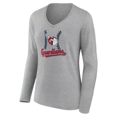 Cleveland Guardians Women's Fastball Long Sleeve V-Neck T-Shirt | MLB Outlet