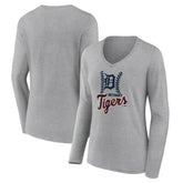 Detroit Tigers Women's Fastball Long Sleeve V-Neck T-Shirt | MLB US