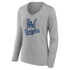 Los Angeles Dodgers Women's Fastball Long Sleeve V-Neck T-Shirt | MLB Outlet