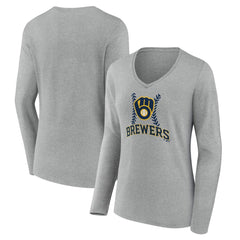 Milwaukee Brewers Women's Fastball Long Sleeve V-Neck T-Shirt | MLB Online
