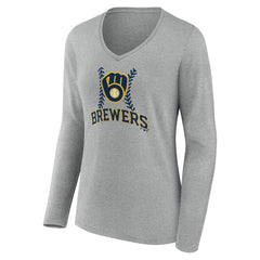 Milwaukee Brewers Women's Fastball Long Sleeve V-Neck T-Shirt | MLB Online