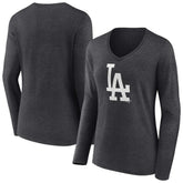 Los Angeles Dodgers Women's Monochrome Long Sleeve V-Neck T-Shirt | MLB Online