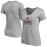 Chicago Cubs Women's Evanston Stencil V-Neck T-Shirt | MLB US