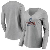 Detroit Tigers Women's Evanston Stencil Long Sleeve V-Neck T-Shirt | MLB Near me