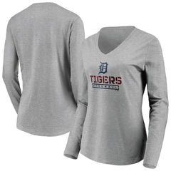 Detroit Tigers Women's Evanston Stencil Long Sleeve V-Neck T-Shirt | MLB Near me