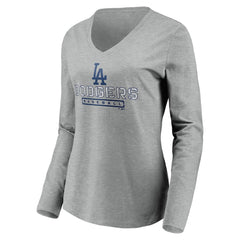 Los Angeles Dodgers Women's Evanston Stencil Long Sleeve V-Neck T-Shirt | MLB Online