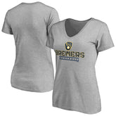 Milwaukee Brewers Women's Evanston Stencil V-Neck T-Shirt | MLB New
