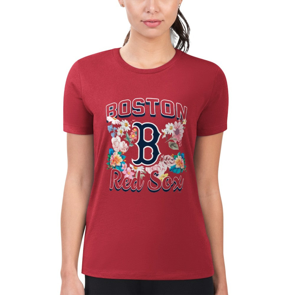 Boston Red Sox G-III 4Her by Carl Banks Women's Super-Slim Fit Lightweight Flowers Graphic T-Shirt | MLB For sale