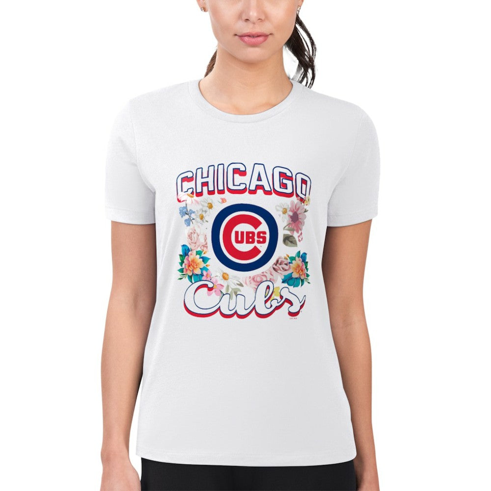 Chicago Cubs G-III 4Her by Carl Banks Women's Super-Slim Fit Lightweight Flowers Graphic T-Shirt | MLB Shop