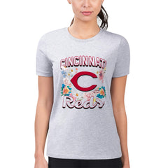 Cincinnati Reds G-III 4Her by Carl Banks Women's Super-Slim Fit Lightweight Flowers Graphic T-Shirt | MLB Discount