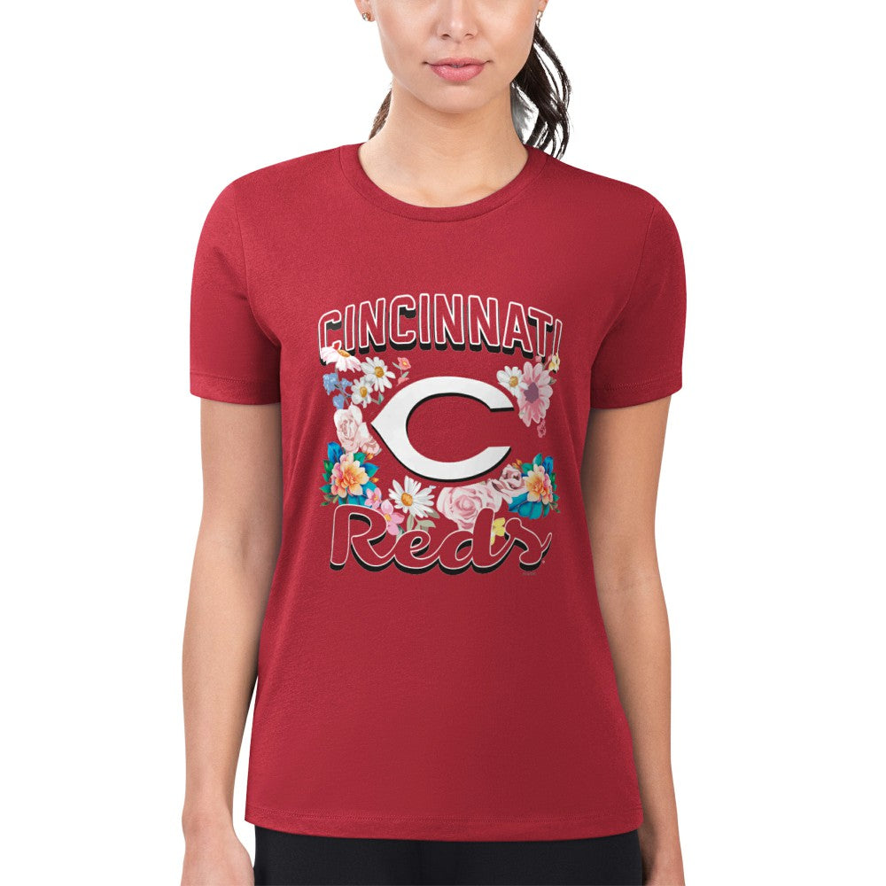 Cincinnati Reds G-III 4Her by Carl Banks Women's Super-Slim Fit Lightweight Flowers Graphic T-Shirt | MLB Shop