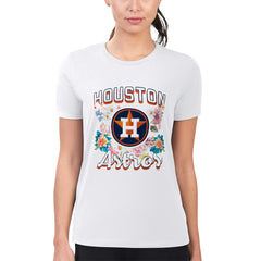 Houston Astros G-III 4Her by Carl Banks Women's Super-Slim Fit Lightweight Flowers Graphic T-Shirt | MLB New