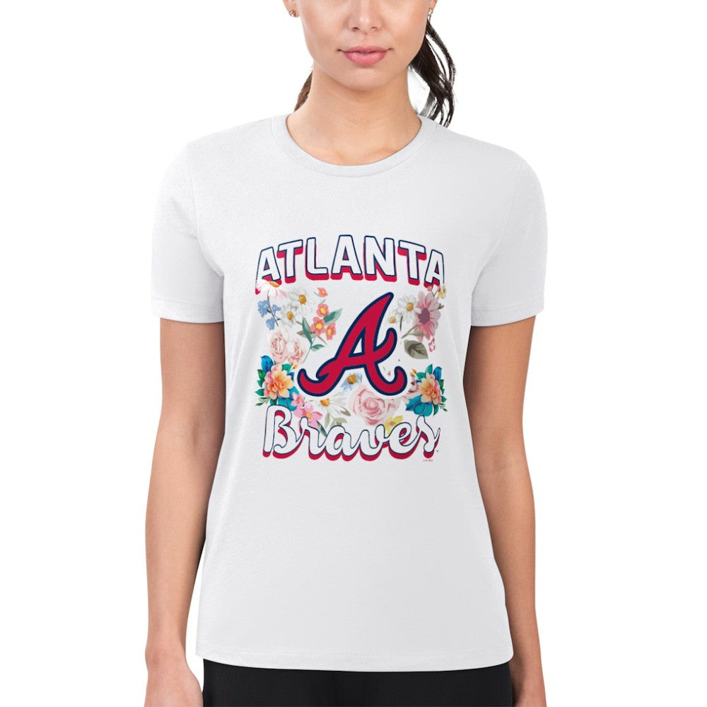 Atlanta Braves G-III 4Her by Carl Banks Women's Super-Slim Fit Lightweight Flowers Graphic T-Shirt | MLB New