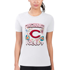 Cincinnati Reds G-III 4Her by Carl Banks Women's Super-Slim Fit Lightweight Flowers Graphic T-Shirt | MLB For sale