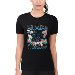 Miami Marlins G-III 4Her by Carl Banks Women's Super-Slim Fit Lightweight Flowers Graphic T-Shirt | MLB Discount