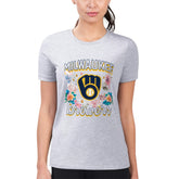 Milwaukee Brewers G-III 4Her by Carl Banks Women's Super-Slim Fit Lightweight Flowers Graphic T-Shirt | MLB On Sale
