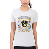 Milwaukee Brewers G-III 4Her by Carl Banks Women's Super-Slim Fit Lightweight Flowers Graphic T-Shirt | MLB For sale