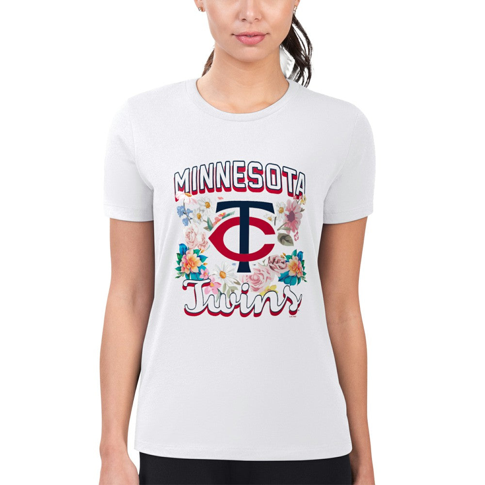 Minnesota Twins G-III 4Her by Carl Banks Women's Super-Slim Fit Lightweight Flowers Graphic T-Shirt | MLB Shop