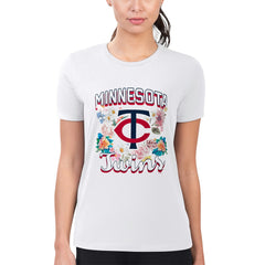 Minnesota Twins G-III 4Her by Carl Banks Women's Super-Slim Fit Lightweight Flowers Graphic T-Shirt | MLB Shop