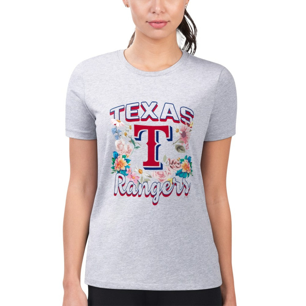 Texas Rangers G-III 4Her by Carl Banks Women's Super-Slim Fit Lightweight Flowers Graphic T-Shirt | MLB New