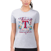 Texas Rangers G-III 4Her by Carl Banks Women's Super-Slim Fit Lightweight Flowers Graphic T-Shirt | MLB New