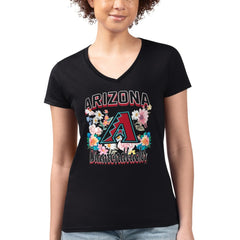 Arizona Diamondbacks G-III 4Her by Carl Banks Women's Super-Slim Fit Lightweight Flowers Graphic V-Neck T-Shirt | MLB On Sale