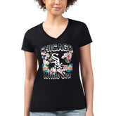 Chicago White Sox G-III 4Her by Carl Banks Women's Super-Slim Fit Lightweight Flowers Graphic V-Neck T-Shirt | MLB US