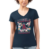 Los Angeles Angels G-III 4Her by Carl Banks Women's Super-Slim Fit Lightweight Flowers Graphic V-Neck T-Shirt | MLB For sale