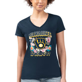 Milwaukee Brewers G-III 4Her by Carl Banks Women's Super-Slim Fit Lightweight Flowers Graphic V-Neck T-Shirt | MLB Near me