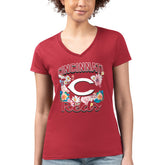 Cincinnati Reds G-III 4Her by Carl Banks Women's Super-Slim Fit Lightweight Flowers Graphic V-Neck T-Shirt | MLB Discount